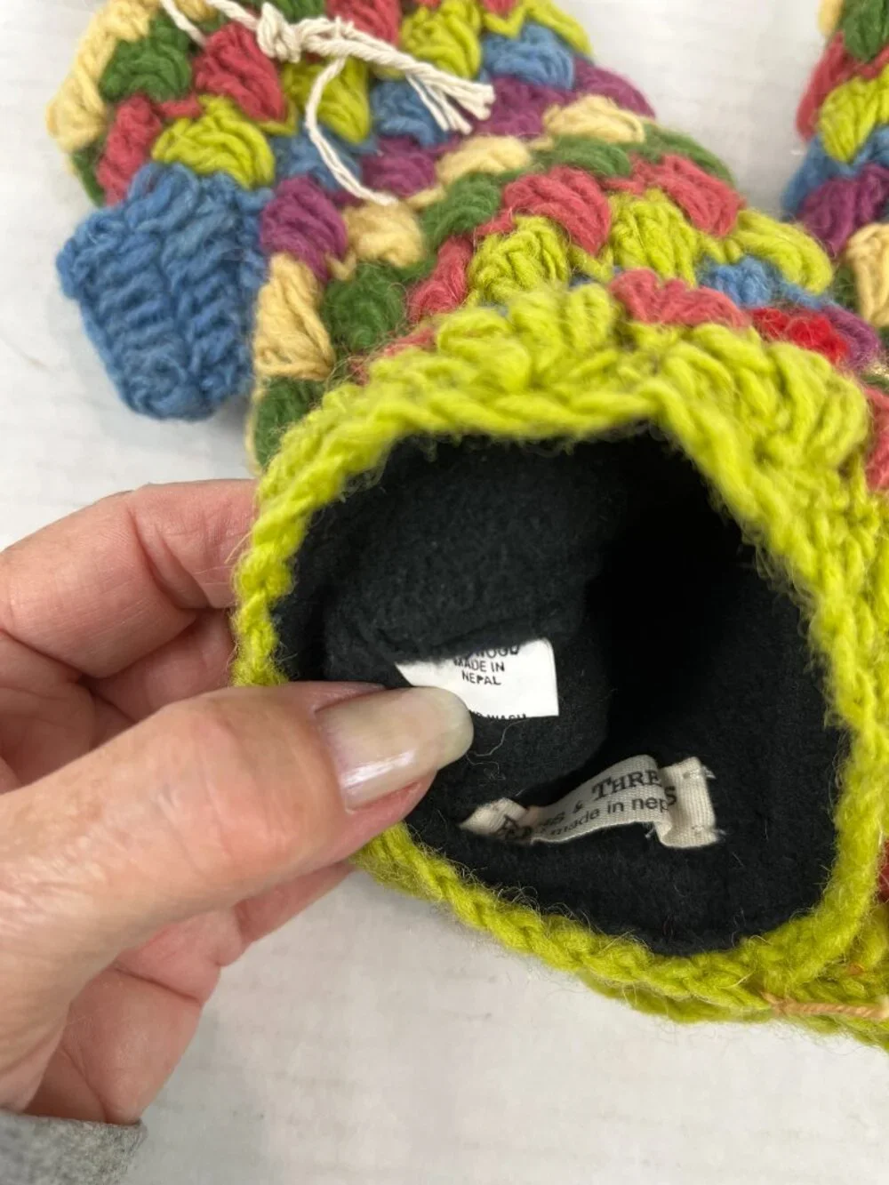 Women's Multi color Beans & Threads Wool Fingerless Mitts, NWT